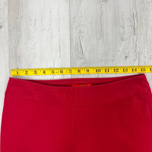 Krazy Larry Red Mid Rise Stretch Skinny Pull On Colorful Bright Ankle Pants 8 - Picture 4 of 6